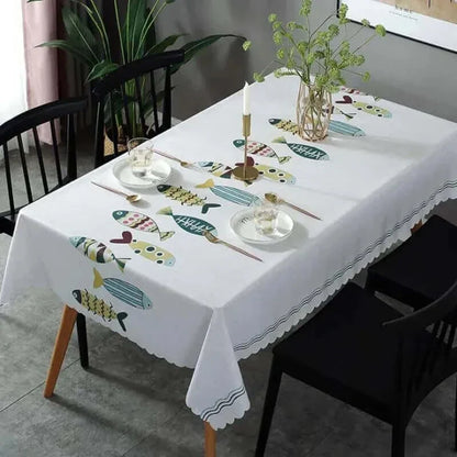 Brehn | Rectangular Stain-Resistant Tablecloth with Aquatic Motif