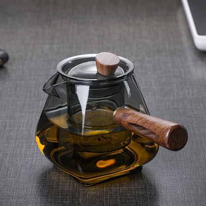 BowLift | Japanese Glass Teapot with Wooden Handle, Boiling Teapot, Electric Ceramic Stove, Tea Maker, High-Quality Tea Set, Heat-Resistant Teapot, 700 ml