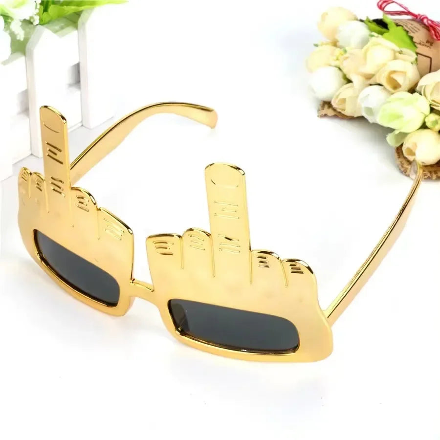 Bold Gold Middle Finger Party Sunglasses | Kalsten