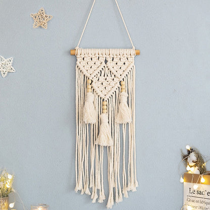 Skanto | Bohemian Wall Tapestry, Macrame Wall Hanging, Home Decor, Cotton Linen Tassel, Handmade, Woven, Geometric Canvas Art, Backdrop Tapestries