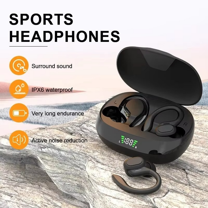 Kalsten | SP16 True Wireless Earbuds with Ear Hooks, Waterproof Sports Headphones with Mic and HiFi Stereo Sound