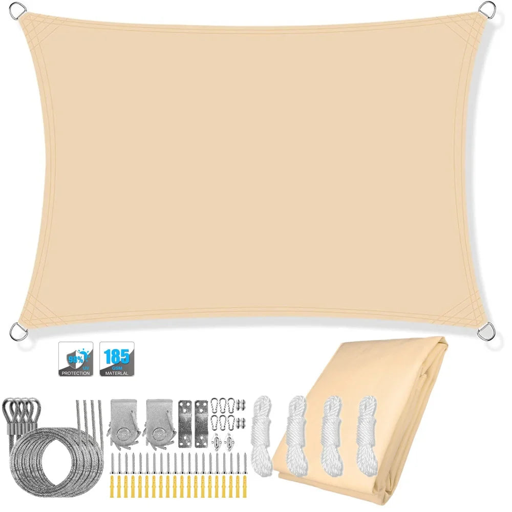 Kalsten | Waterproof Rectangular Sun Shade Sail with UV Protection & Mounting Kits – ShadeGuard