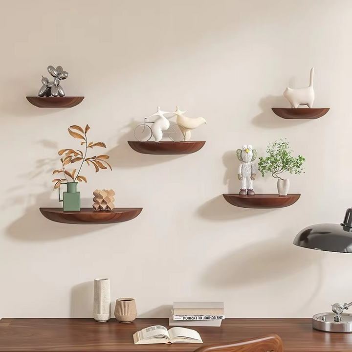 Half-Round Triple Floating Wall Shelf