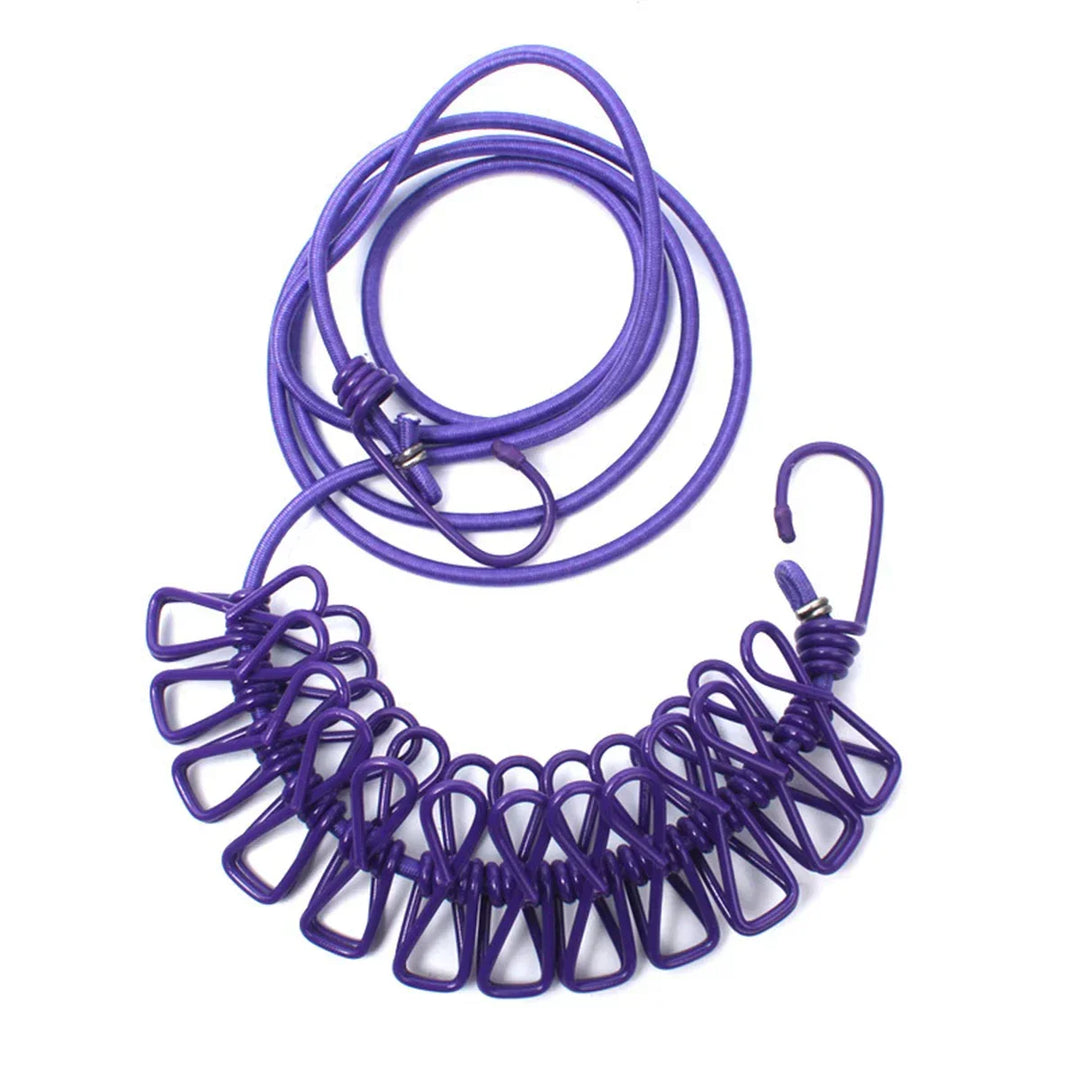 Windproof Non-Slip Elastic Multi-Clip Travel Clothesline | Kalsten