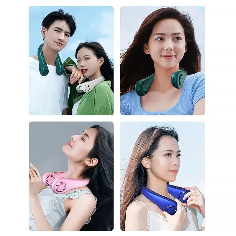 Stay Cool Anywhere with 1PC New Mini Neck Portable Bladeless Hanging Neck Fan - Long Battery Life, Rechargeable, 3-Speed Air Cooler for Summer Sports | Kalsten