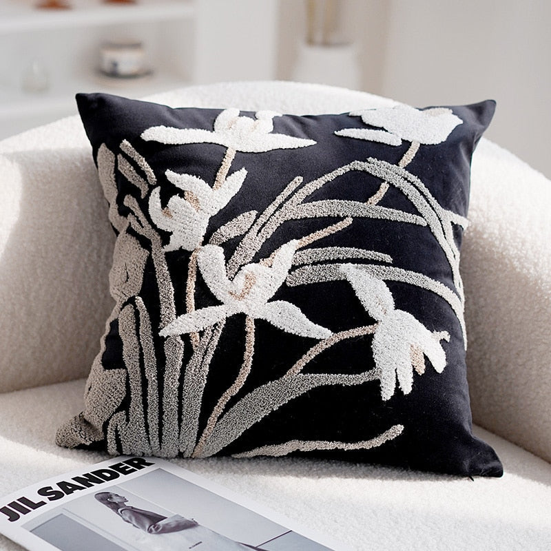 Embroidered Orchid Pillowcase | Kalsten
