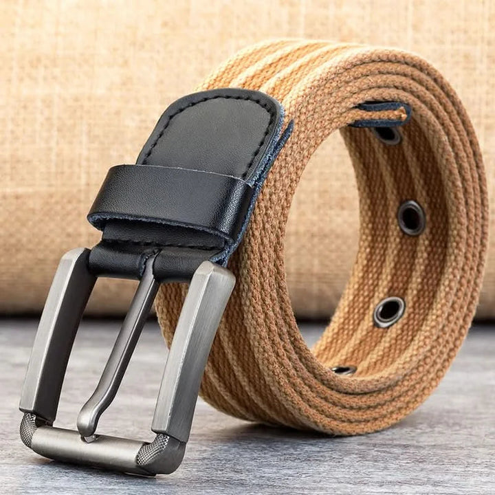 Kalsten | Men’s Canvas Belt – Adjustable Casual Striped Waistband