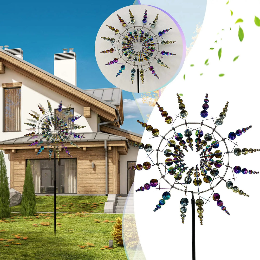 Kalsten | Unique Solar-Powered Kinetic Metal Windmill Spinner - Magical Wind Collectors for Patio, Garden, Lawn Outdoor Decoration