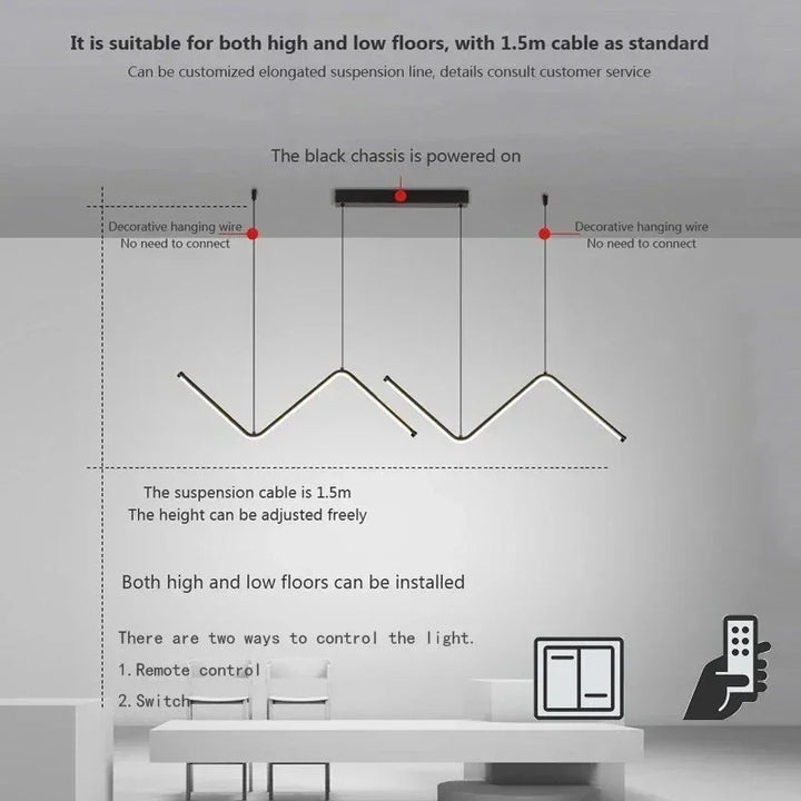 Modern LED Pendant Light – Smart Remote Control with Adjustable Brightness & Color Temperature for Dining Room, Living Room, and Bedroom | Kalsten