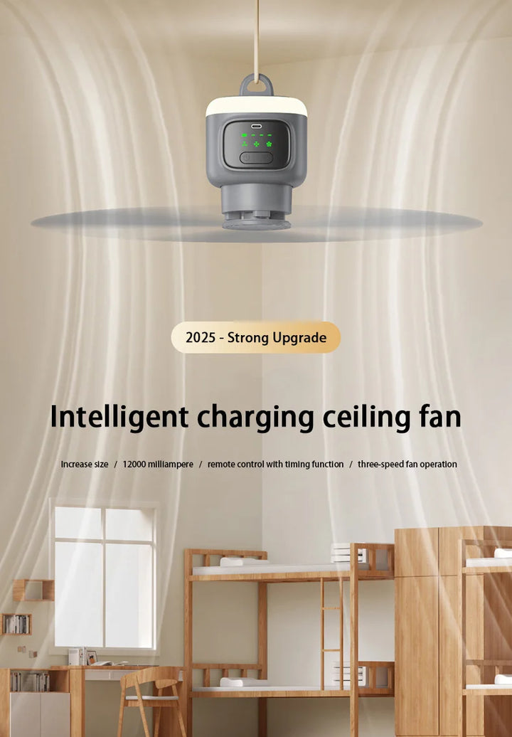 12000mAh Portable Ceiling & Camping Fan – Outdoor Tent Air Circulator and Cooling Ventilator | Kalsten