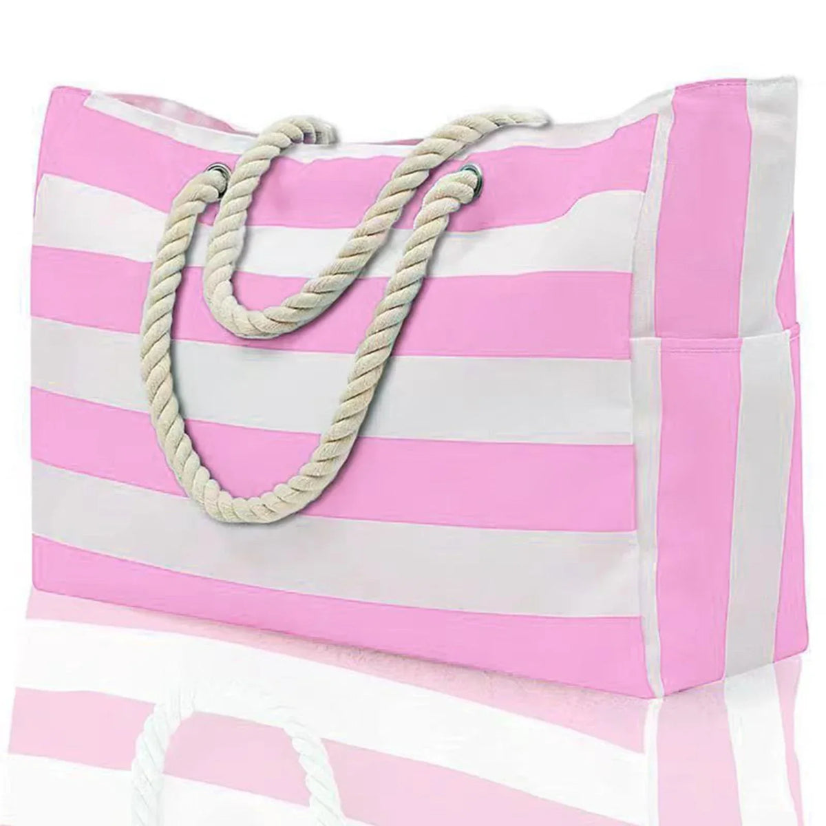 Skanto | Marivalis Striped Beach Bag with Zipper | Foldable & Waterproof | Sand-Resistant Canvas | For Travel & Vacation