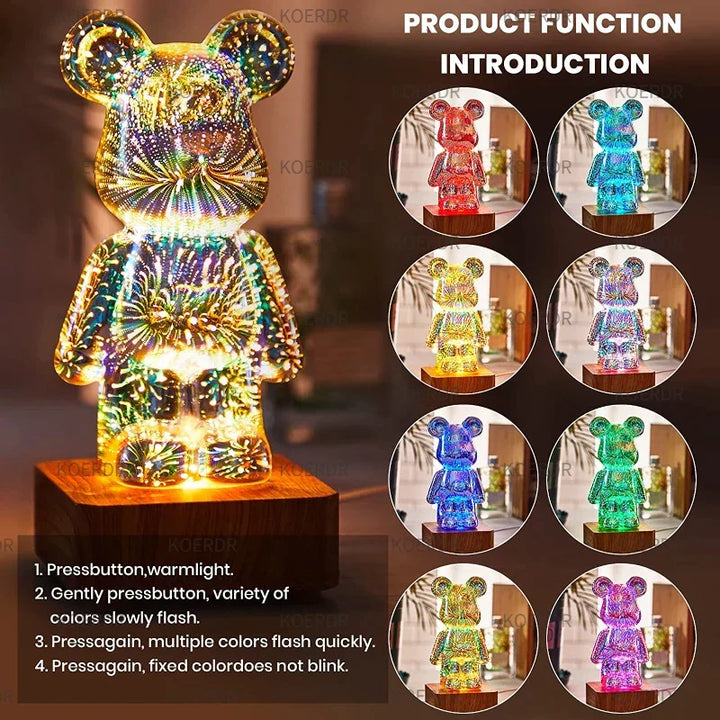 Magical 3D Fireworks Projection Mood Lamp - StarBear | Kalsten