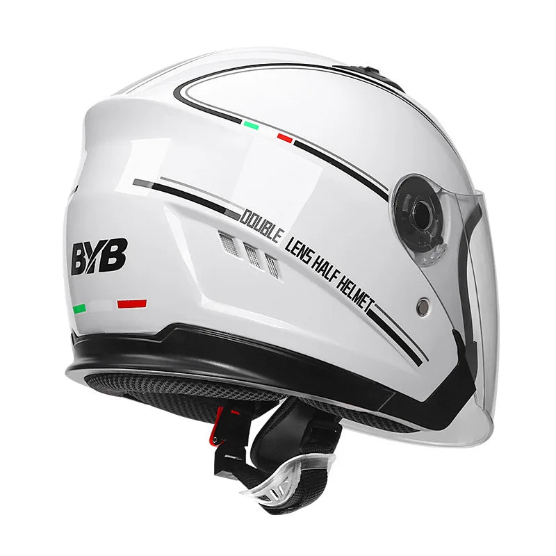 Kalsten | Retro 3/4 Open-Face Motorcycle Helmet with Dual Lens – AeroRide