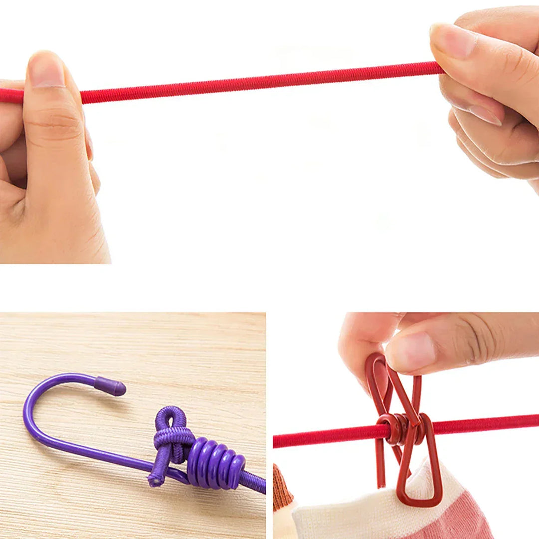 Windproof Non-Slip Elastic Multi-Clip Travel Clothesline | Kalsten