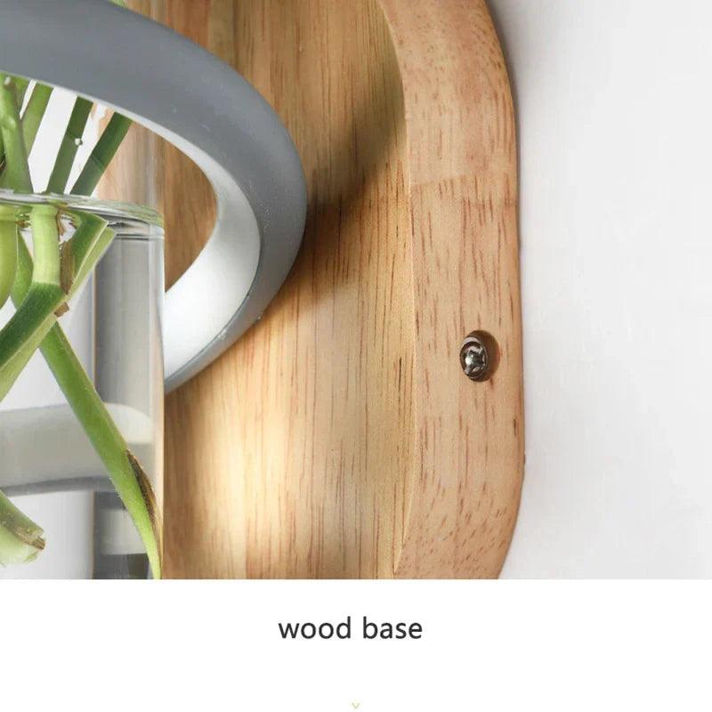 Nordic Unique Wooden Outdoor Wall Vase Lamp | Kalsten