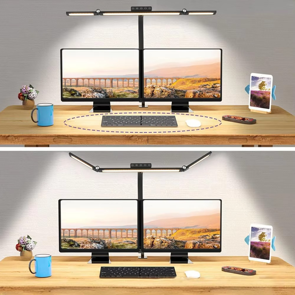 Skanto | 24W Trippe Head LED Desk Lamp with Clamp and Auto Dimming for Office and Home