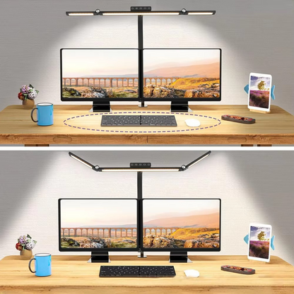 Skanto | 24W Trippe Head LED Desk Lamp with Clamp and Auto Dimming for Office and Home