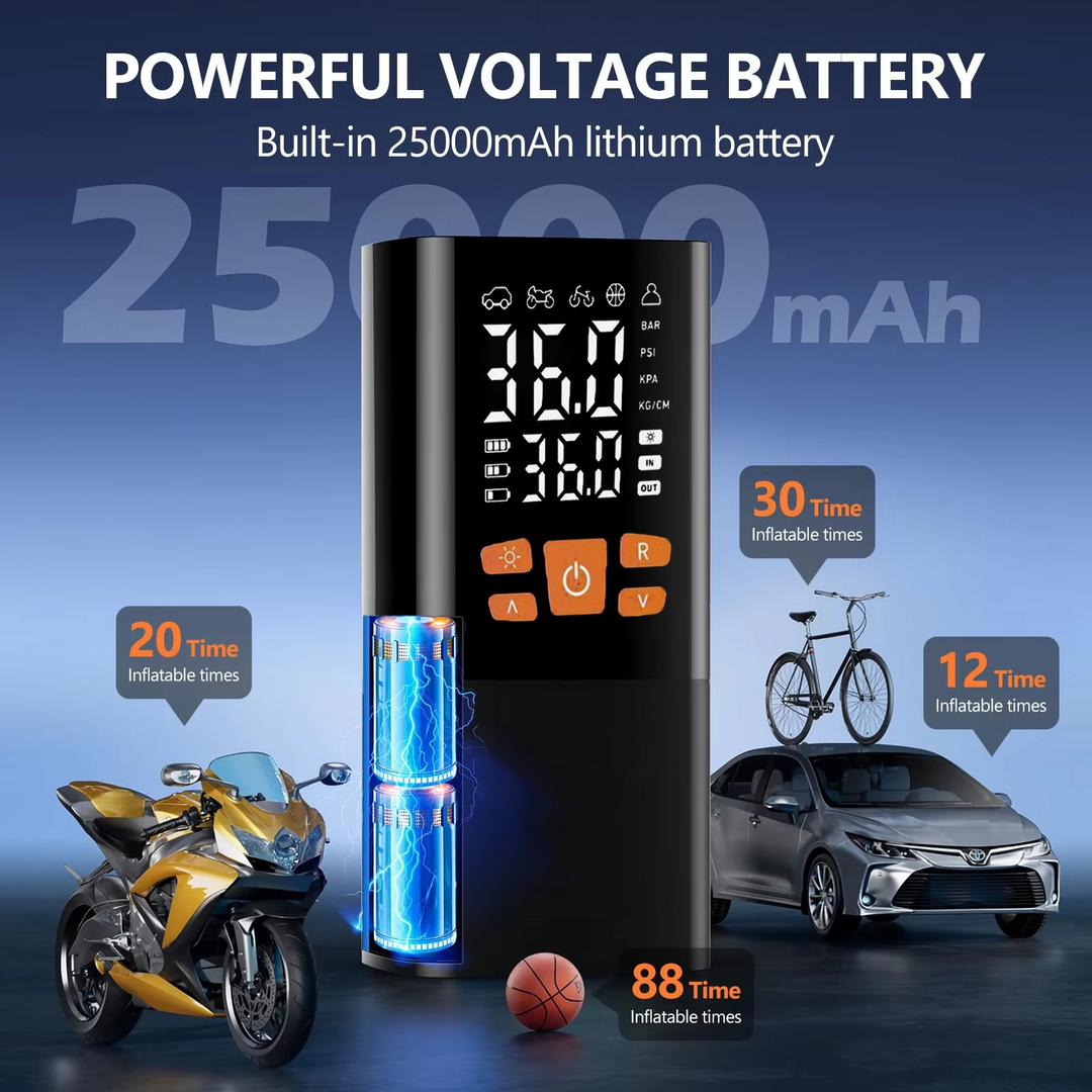 Kalsten | Portable Tire Inflator Air Compressor, 180 PSI Rechargeable Pump with 25000mAh Battery