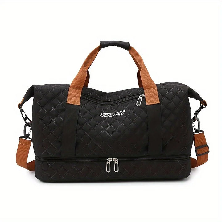 Kalsten | Travessia Travel Bag with Shoe Compartment | Large Capacity & Argyle Design | Nylon Weekender for Sports, Short Trips & Everyday Use