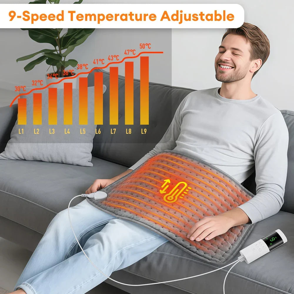 Karnz | ThermaEase Electric Heating Pad | 9 Temperature Settings & 4 Timer Modes | 30x60 cm | Washable & Fast Heating | For Back, Abdomen & Legs