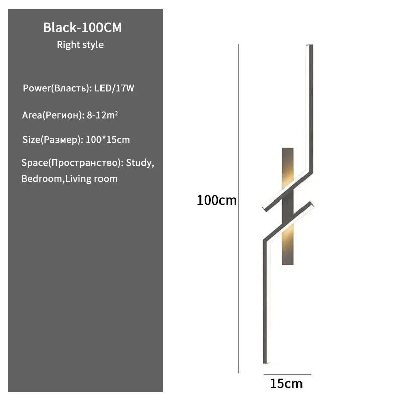 Modern Creative Strip LED Wall Light Minimalist Bedroom Bedside Wall Sconce LED Lights Living Room TV Sofa Background Wall Lamp | Kalsten