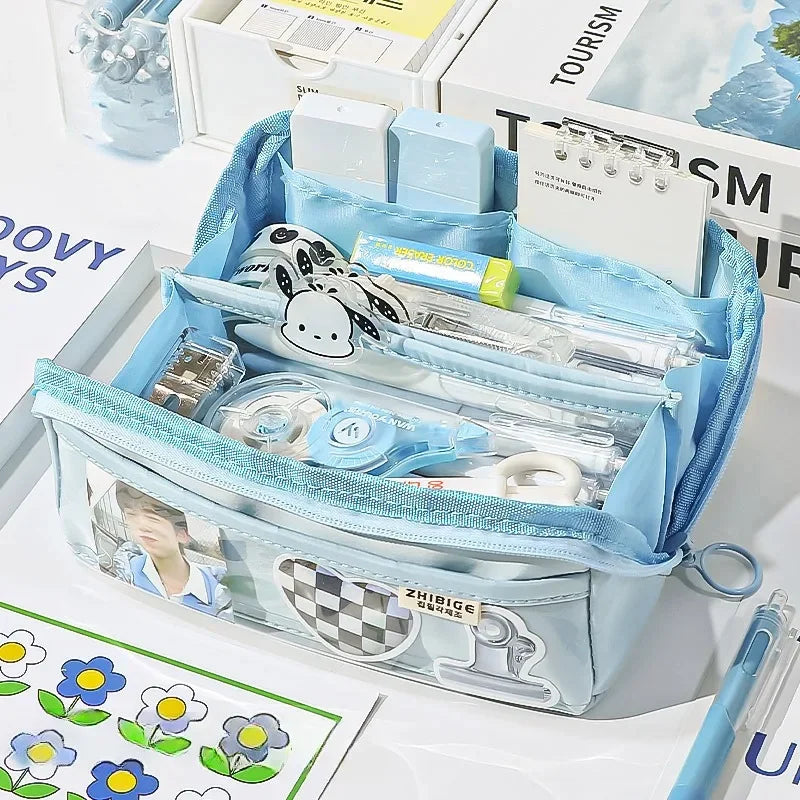 Kalsten | Pencil case KIDZORA CrystalBag | Transparent & Versatile | 10-pocket design | Large capacity for school & leisure