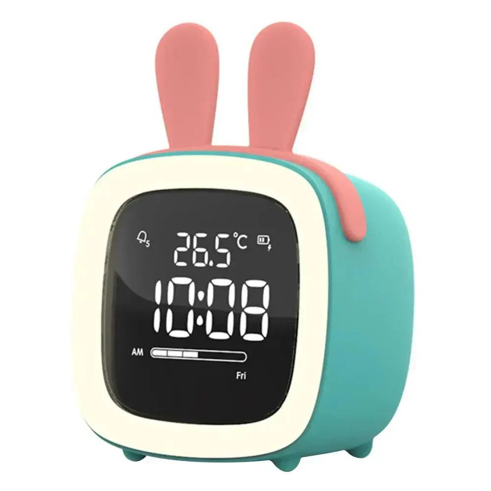 BowLift | Cartoon Bunny LED Alarm Clock with Night Light – Rechargeable, Cute Digital Display for Kids & Bedrooms