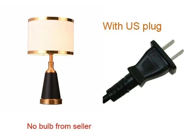 American Bedroom Bedside Table Lamp - Hotel Villa Guest Room Living Room Decorative Table Lamp Gold Iron LED Lamp | Kalsten