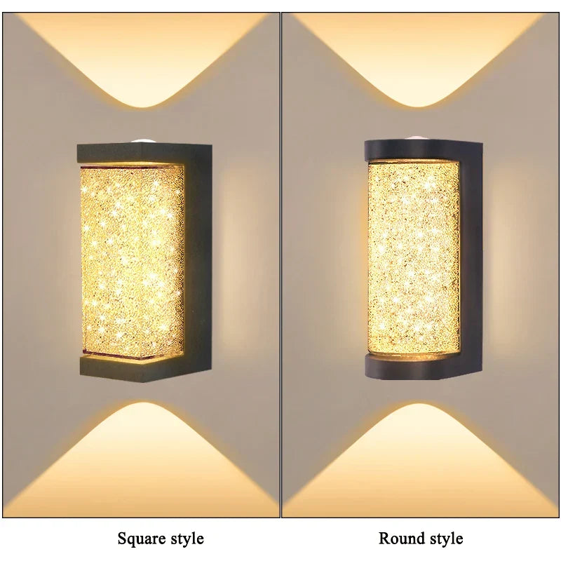 Modern Waterproof LED Outdoor Wall Lamp – Crystal Wall Sconce for Garden, Patio, and Doorway Lighting | Kalsten