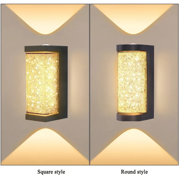 Modern Waterproof LED Outdoor Wall Lamp – Crystal Wall Sconce for Garden, Patio, and Doorway Lighting | Kalsten