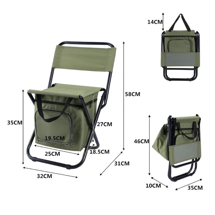 Built-in Cooling Bag Portable Folding Outdoor Stool | Kalsten