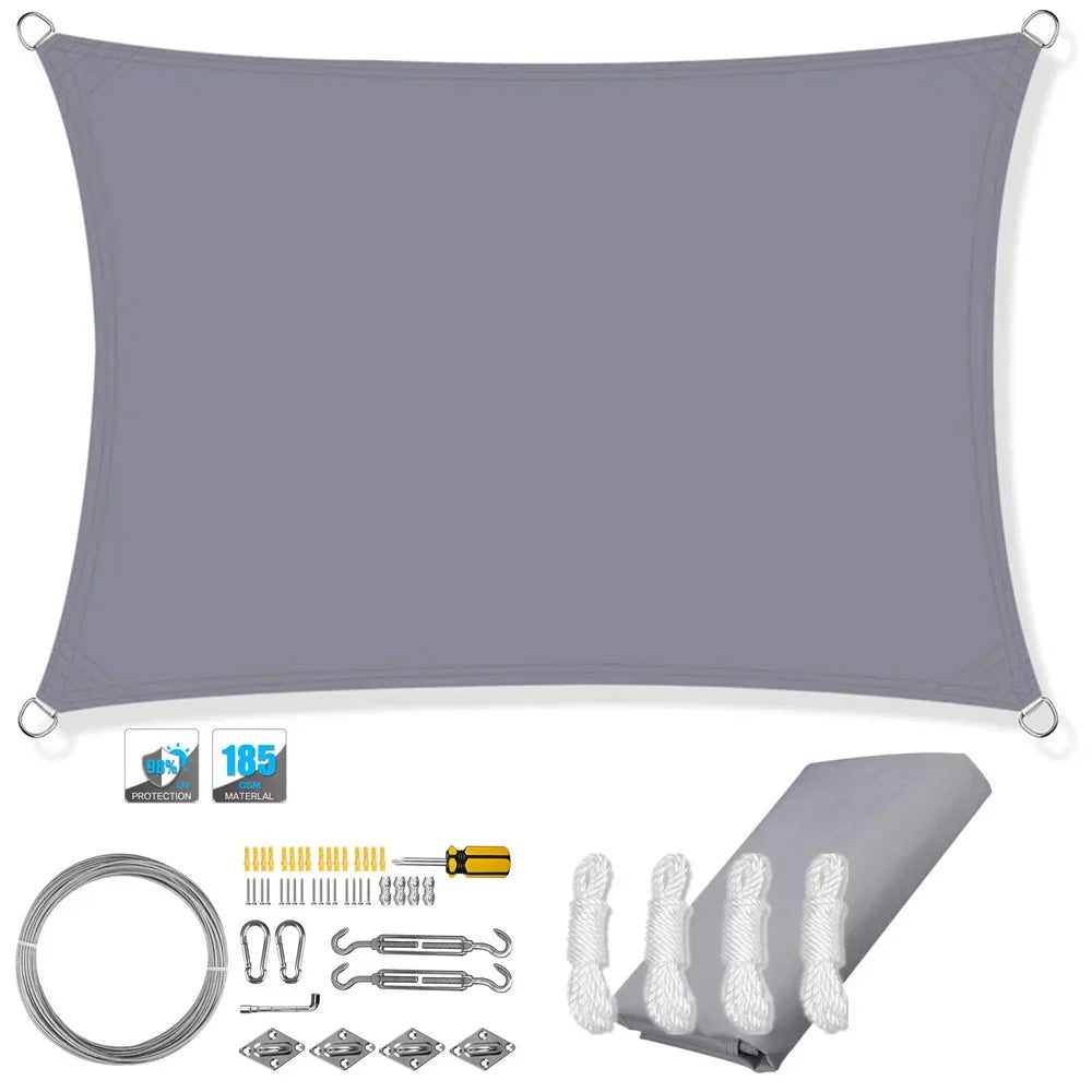 Kalsten | Waterproof Rectangular Sun Shade Sail with UV Protection & Mounting Kits – ShadeGuard
