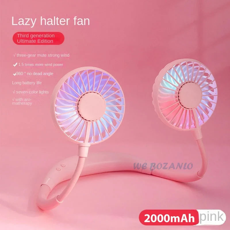 USB Portable Hands-Free Neck Fan - Rechargeable Mini Sports Fan, 3-Speed Adjustable Dual Fan for Home Office & Outdoor Use | Kalsten