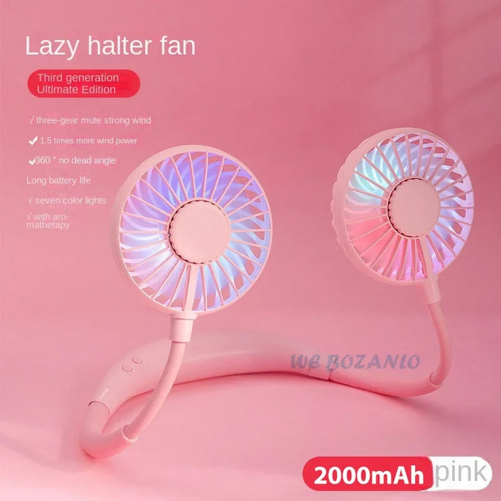 USB Portable Hands-Free Neck Fan - Rechargeable Mini Sports Fan, 3-Speed Adjustable Dual Fan for Home Office & Outdoor Use | Kalsten