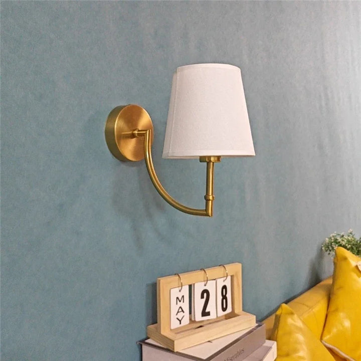 Nordic Minimalist Wall Lamp – Modern Linen Lampshade with Elbow Design for Living Room, Bedroom, and Staircase | Kalsten