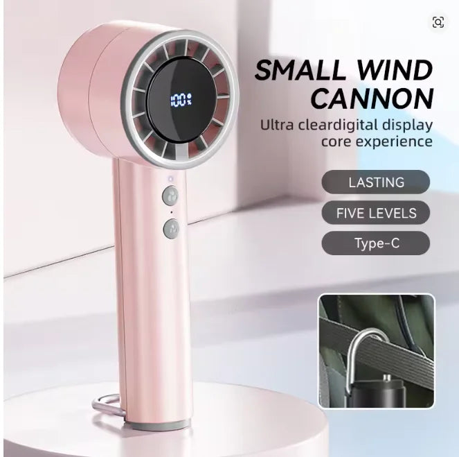 Silent High-Speed USB Handheld Fan – Portable Small Fan with LED Display, High Wind Power, and Cooling Air Conditioner Function | Kalsten