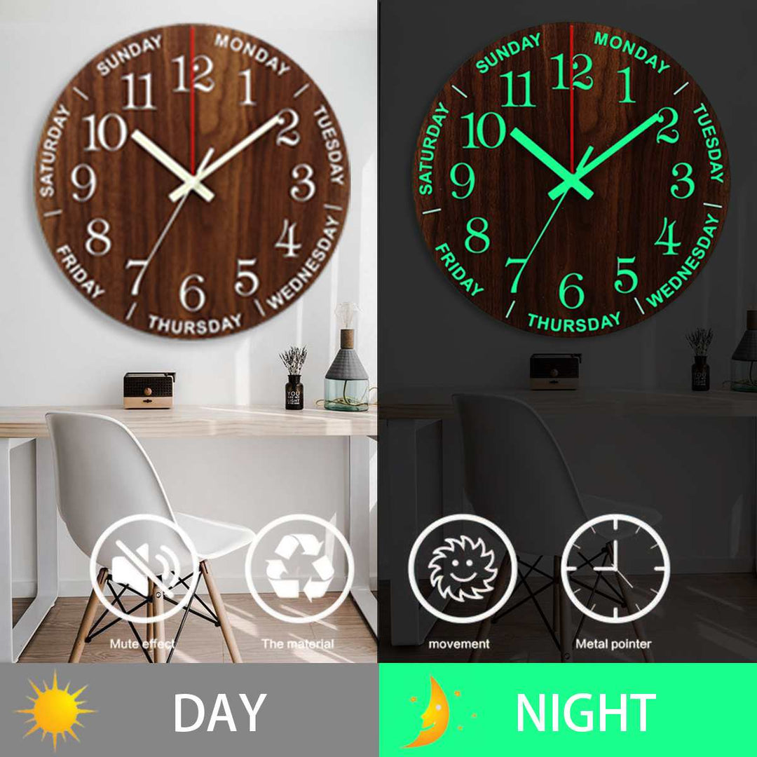 Kalsten | Nordic Luminous Wood Silent Wall Clock