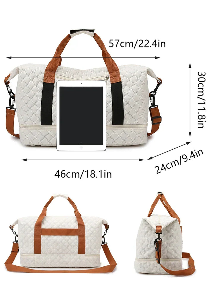 Kalsten | Travessia Travel Bag with Shoe Compartment | Large Capacity & Argyle Design | Nylon Weekender for Sports, Short Trips & Everyday Use