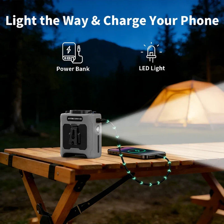10000mAh Waist Clip Fan with Power Bank – Portable Hands-Free Rechargeable Fan | 5-Speed Cooling, Battery Display, USB Charging, Outdoor Wearable Fan | Kalsten