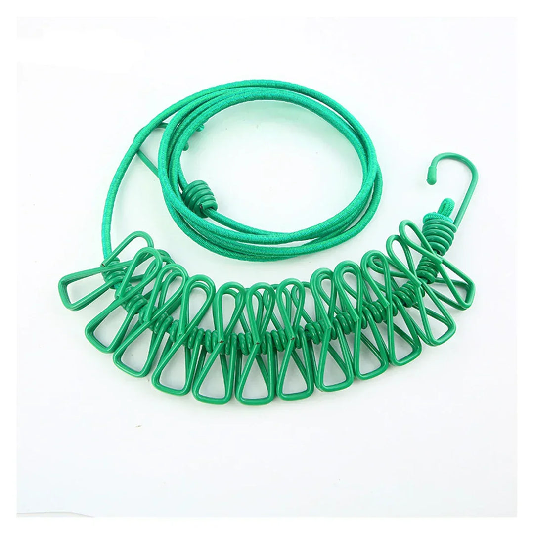 Windproof Non-Slip Elastic Multi-Clip Travel Clothesline | Kalsten