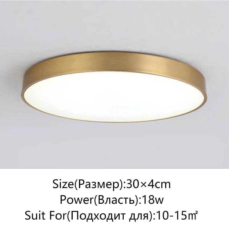 Modern LED Corridor Ceiling Light Lamps - Simple Golden Round | Kalsten