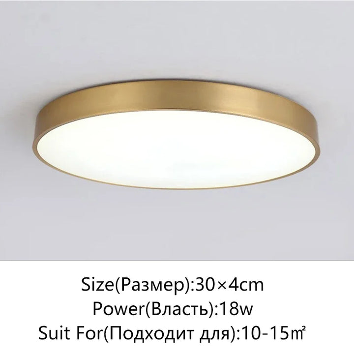 Modern LED Corridor Ceiling Light Lamps - Simple Golden Round | Kalsten