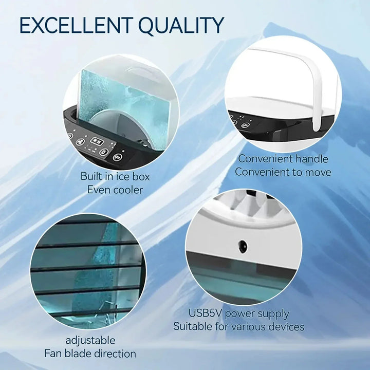 Portable Mini Air Conditioner – 3-Speed Small AC Unit with 900ML Water Tank, Electric Fan and Humidifier for Bedroom & Office | Kalsten