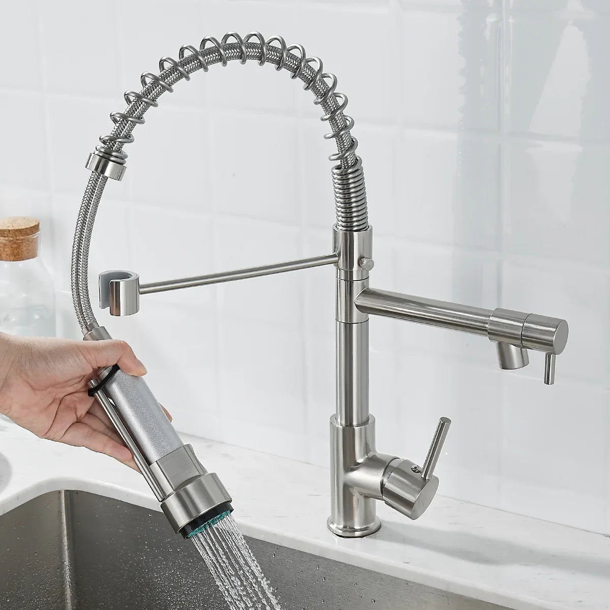 Double Spout Faucet – High-Quality Faucet for Flexible Rinsing, Easy Installation, Ideal for Modern Kitchens, Swivel and Robust | Brehn
