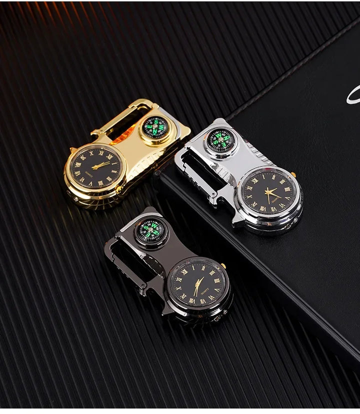 4in1 Windproof Metal Butane Compass Watch Keychain Lighter | Kalsten
