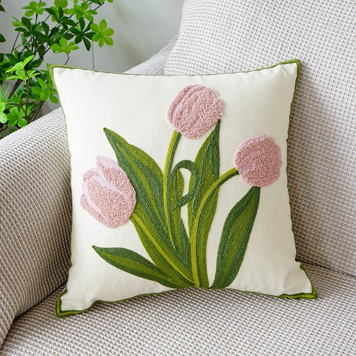 Embroidered Tulip Pillowcase | Kalsten