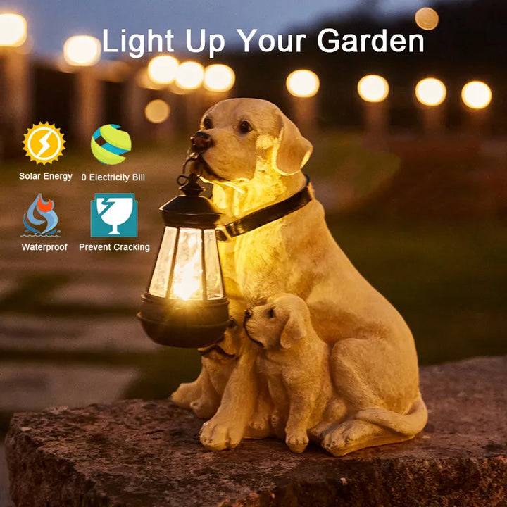 Solar-Powered Outdoor Resin Dog Statue Lamp | Kalsten