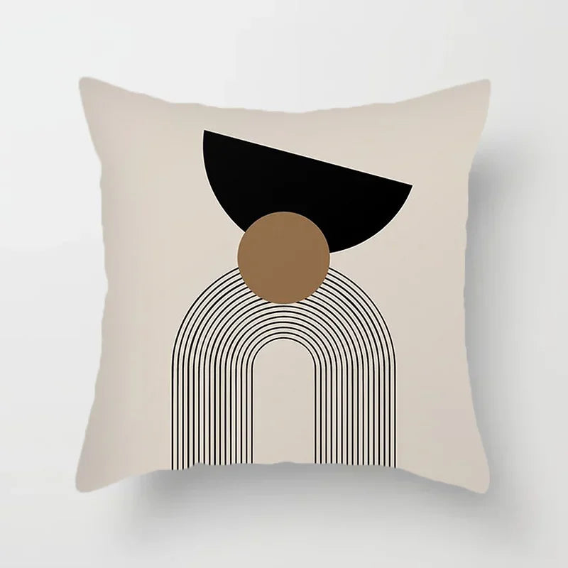 Aurum Cushion Cover - Modern Black-White Cushion Cover with Abstract Art Print Kalsten