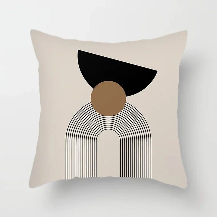 Aurum Cushion Cover - Modern Black-White Cushion Cover with Abstract Art Print Kalsten