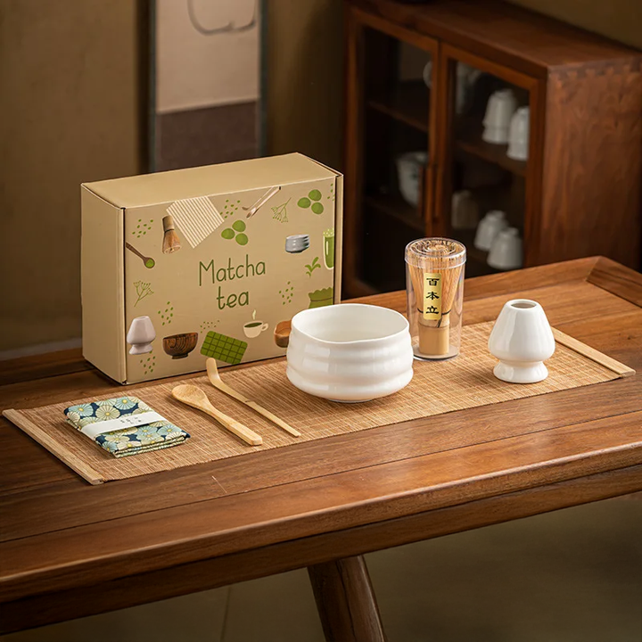 Variant image for Matcha Set 7-Piece Natural Bamboo and Ceramic Matcha Bowl and Whisk Gift Set-2